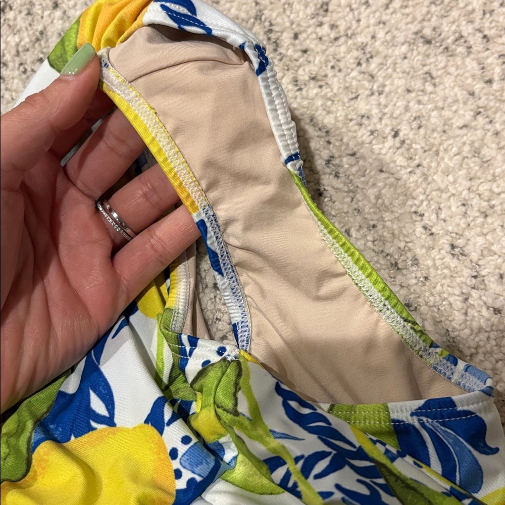 NWT Watercolors by Kenny Flowers Positano Lemon Print Deep V Halter Swimsuit - Picture 5 of 5